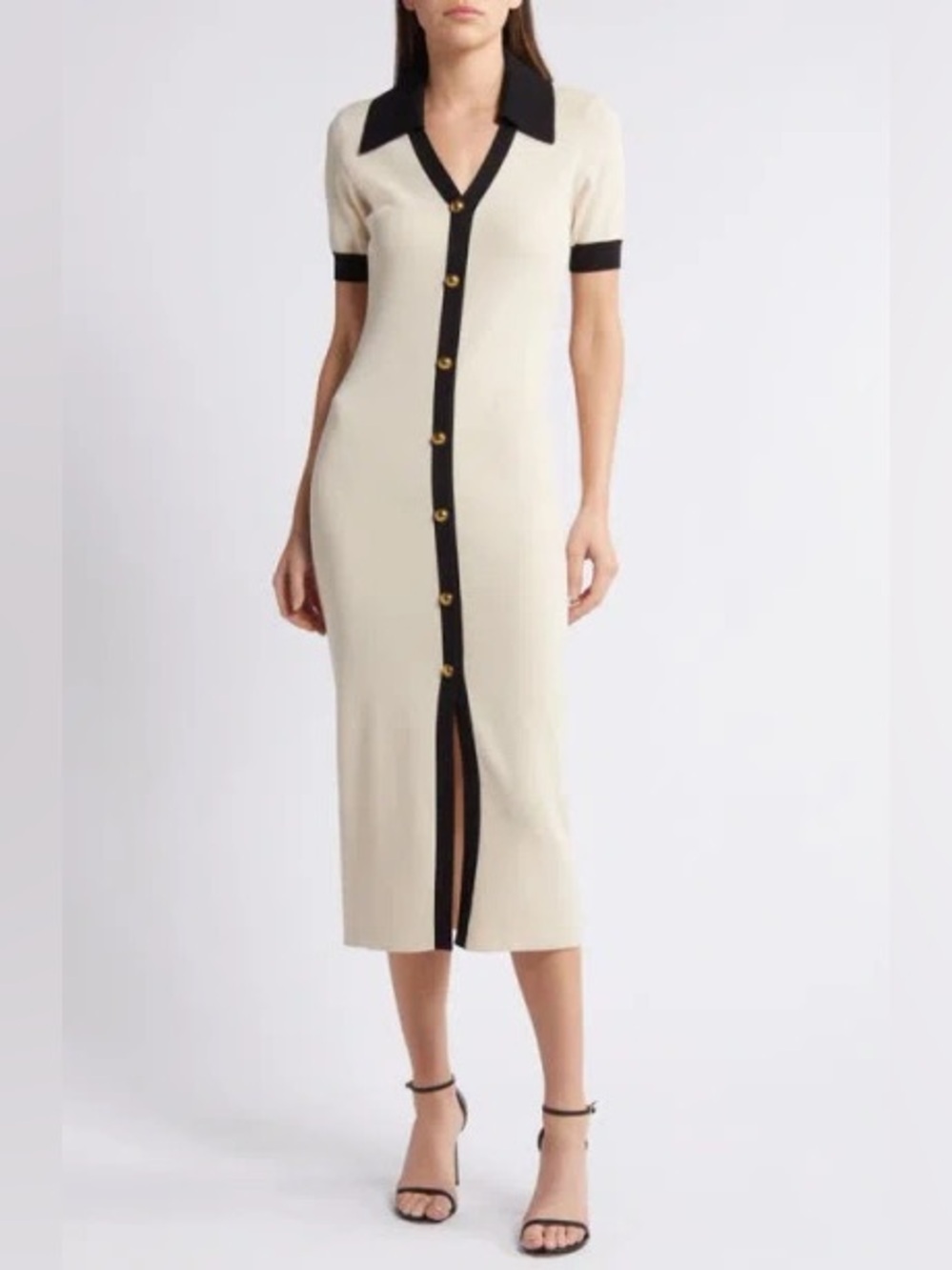 Zoe and Claire Cream Collared Button Front
Sweater Dress NWT